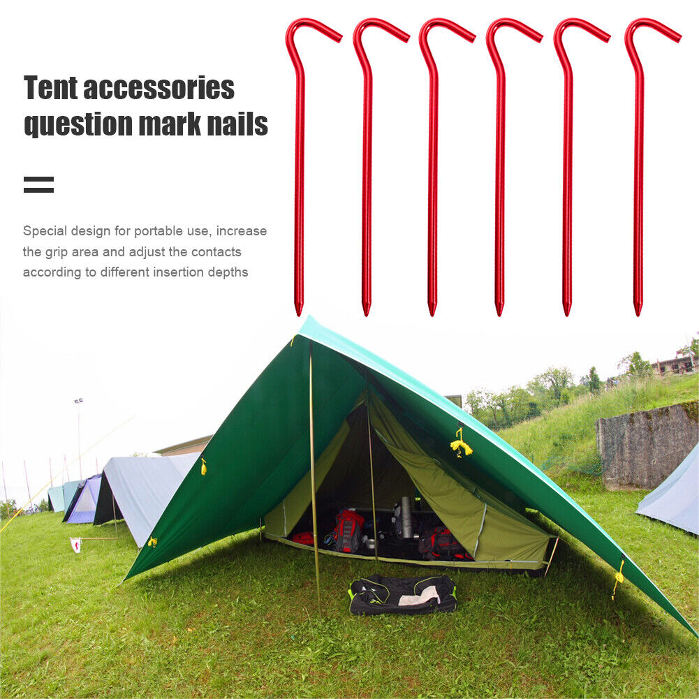 6pcs Tent Nails 18cm Aluminium Stake Pegs Camping Fixed Ground Nail (Red)