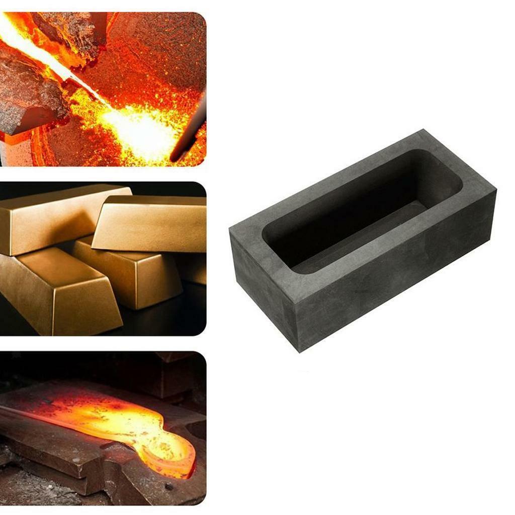 Set of 2 High Purity Graphite Ingot Mold Smelting Tool Jewelry Making Black