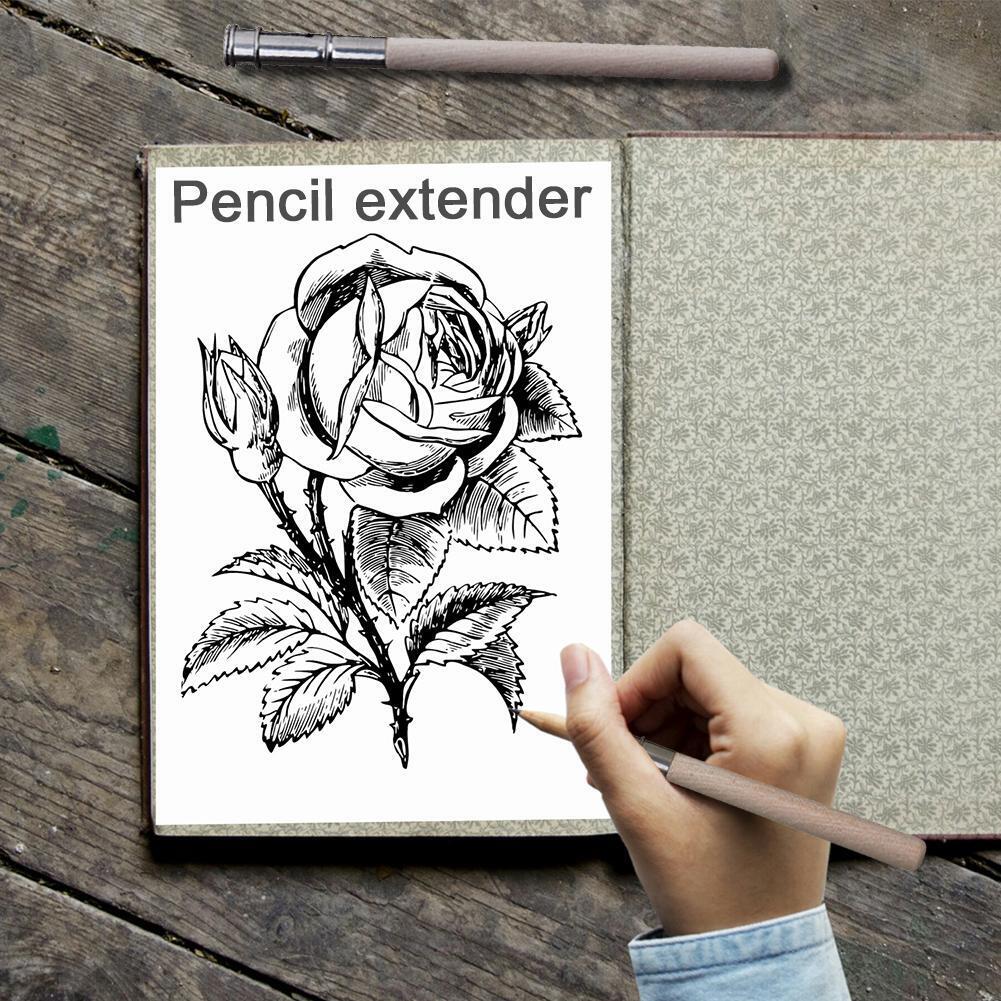 Wood Single Head Pencil Extender Holder Sketch School Office Art Write Tool