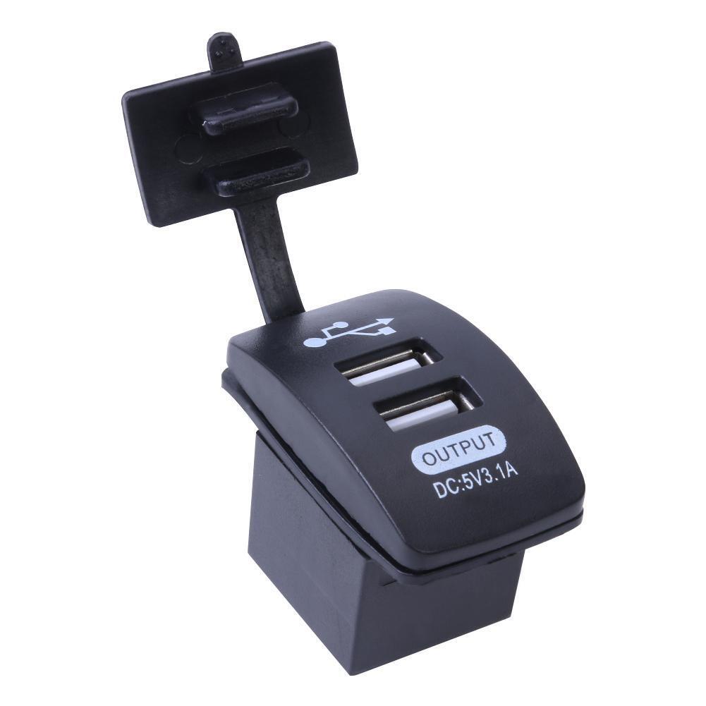 Dual USB Port Car Motorcycle Charger 3.1A Power Socket with Cover for Phone