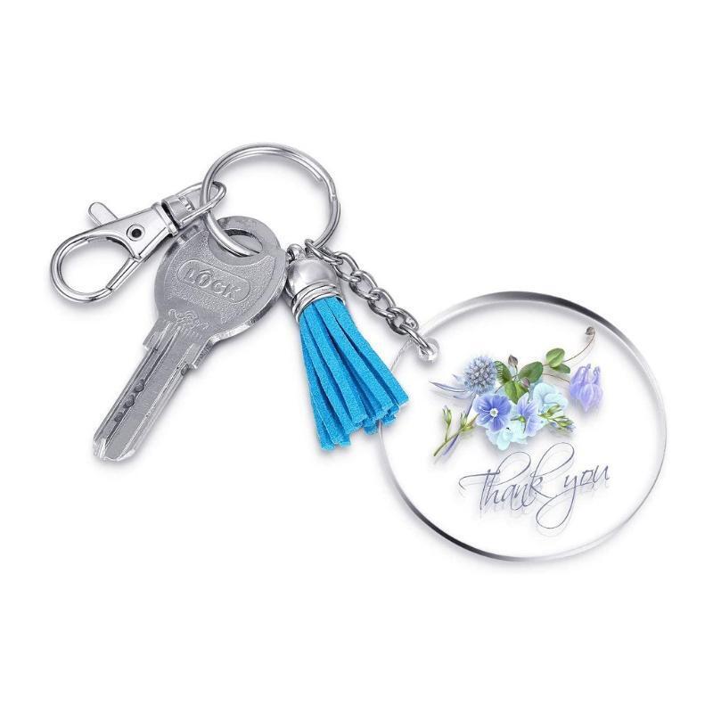 Acrylic Keychains Blank Colorful Tassels Bead Chains Metal Decoration Keyrings