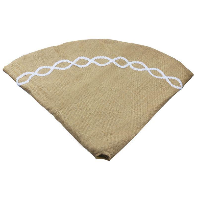 48 Inch Jute Linen Christmas Tree Skirt Base Floor Mat Cover Ornament for Xmas