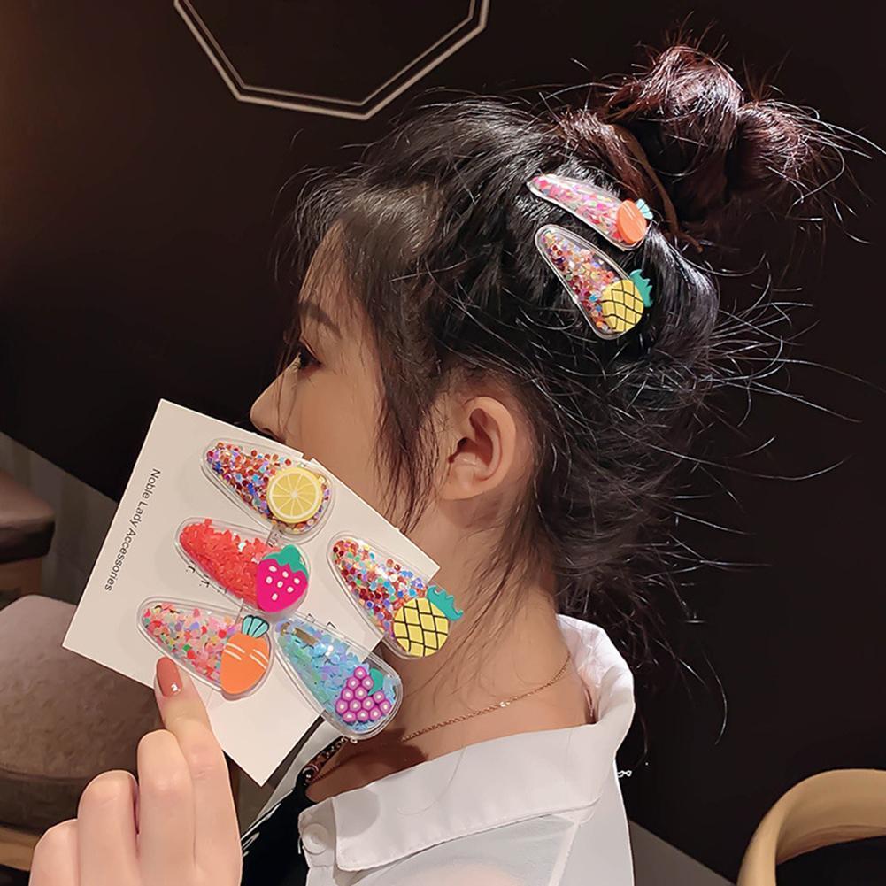 5pcs Fruit Sequin Hair Clip Korean Candy Color Women BB Hairpin (Style 3)