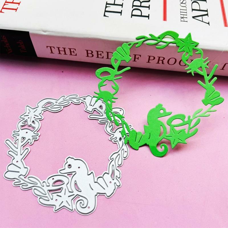 Sea Horse Shell Crab Wreath Metal Cutting Dies Embossing Stencil DIY Template