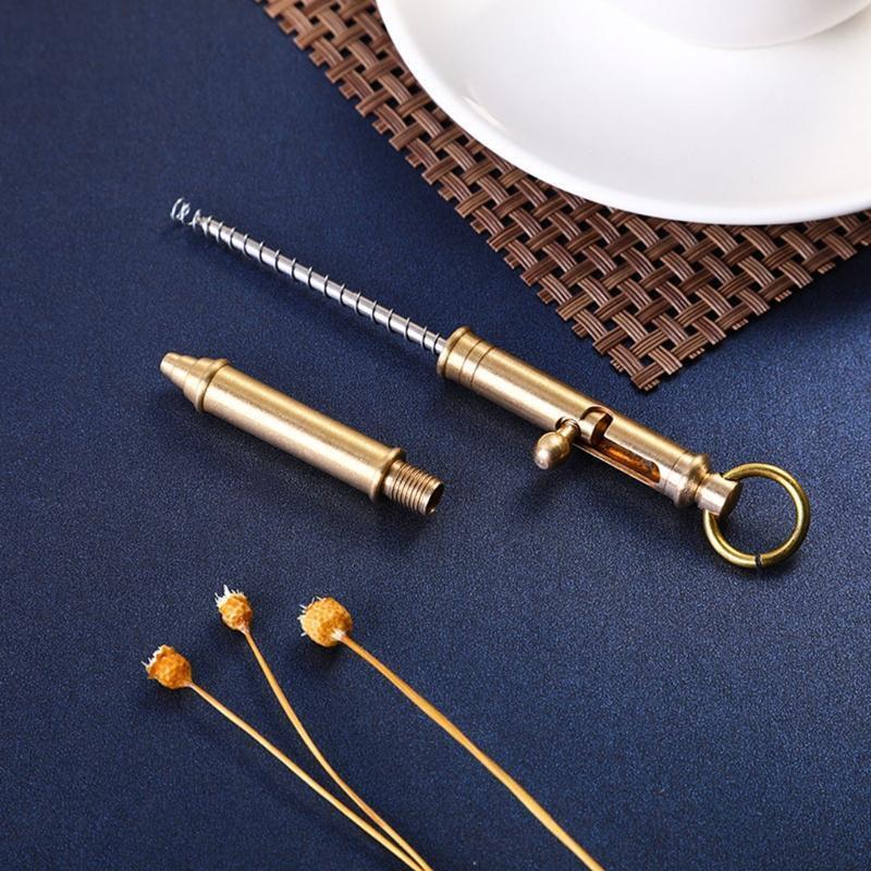 10cm Strong Gun-shaped Brass Pen Gun Bolt Style with Hanging Ring for Pocket