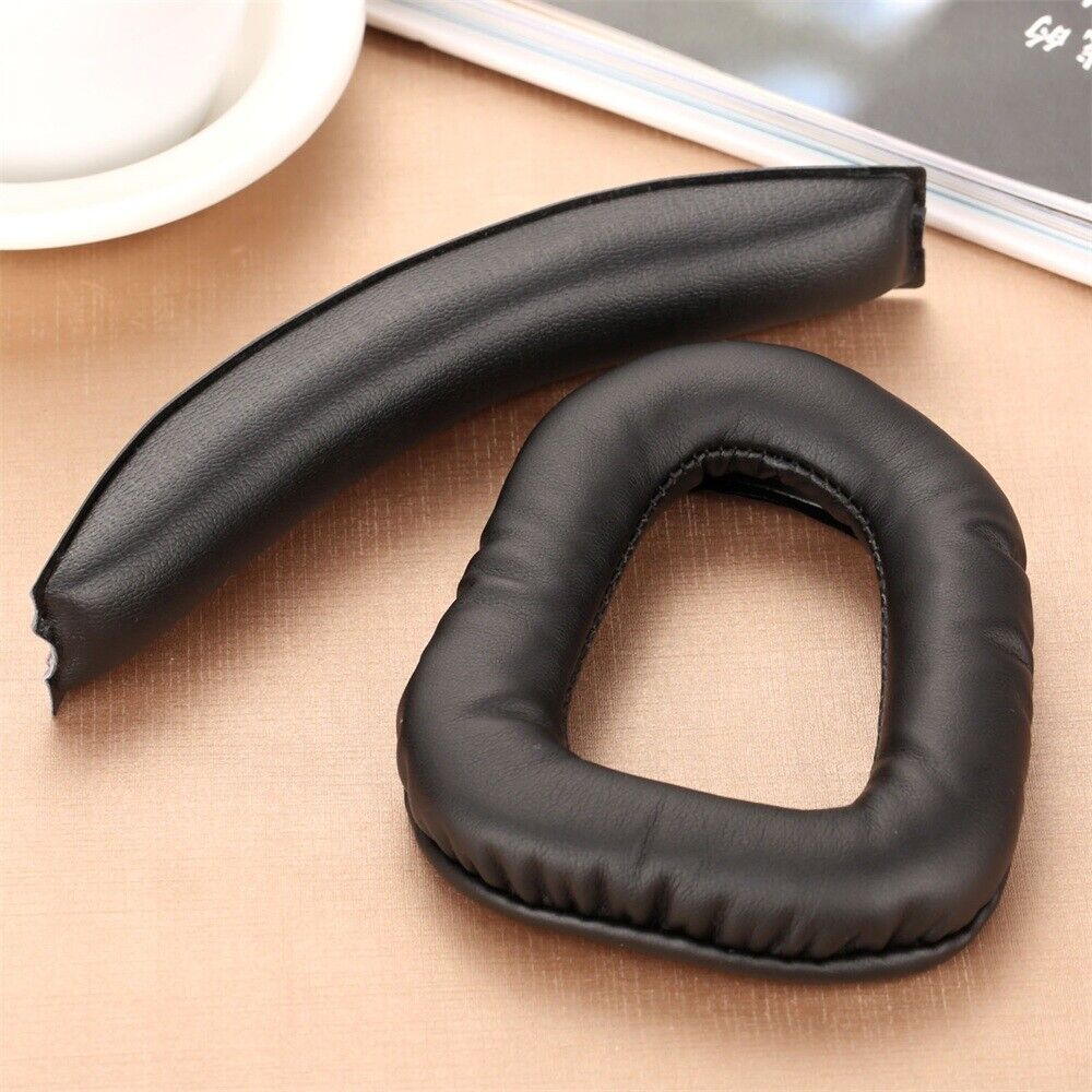 1 Pair High Elasticity Softer Leatherette and Foam Earpads With Headband Black
