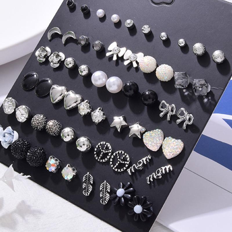 30 Pairs Stud Earrings for Women Men Tiny Cartlidge Earrings Jewelry Gifts