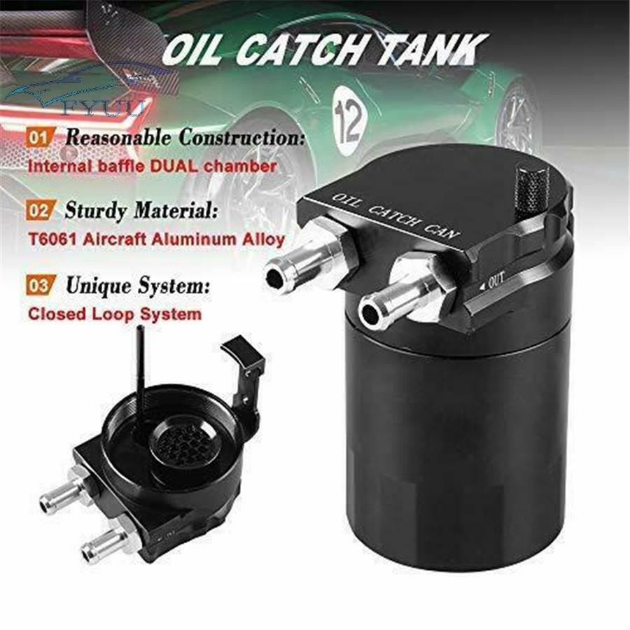 300ML Oil Catch Can Kit Reservoir Tank Engine Black Polish Baffled For Car