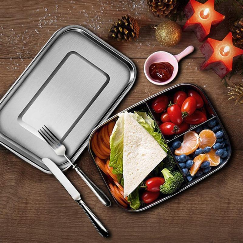 Stainless Steel Bento Box Lunch Container,3-Compartment Bento Lunch Box for Sand