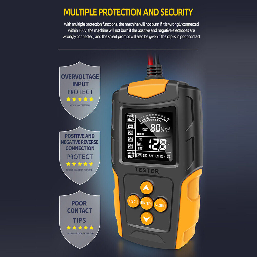 12V 24V Car Battery Tester Vehicle Gel AGM WET Lead Acid Battery Analyzer