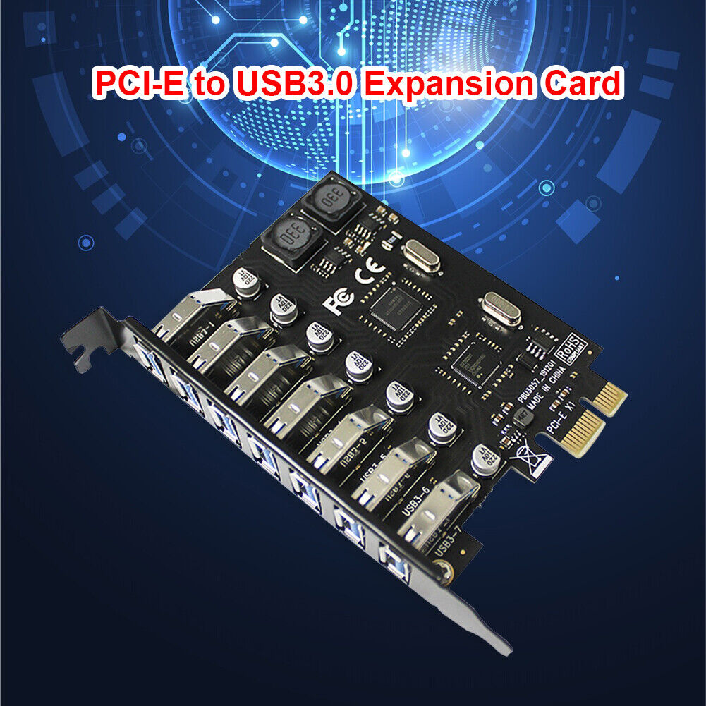 USB PCI-E Expansion Card High Speed 7 Ports USB 3.0 PCI Express HUB Adapter