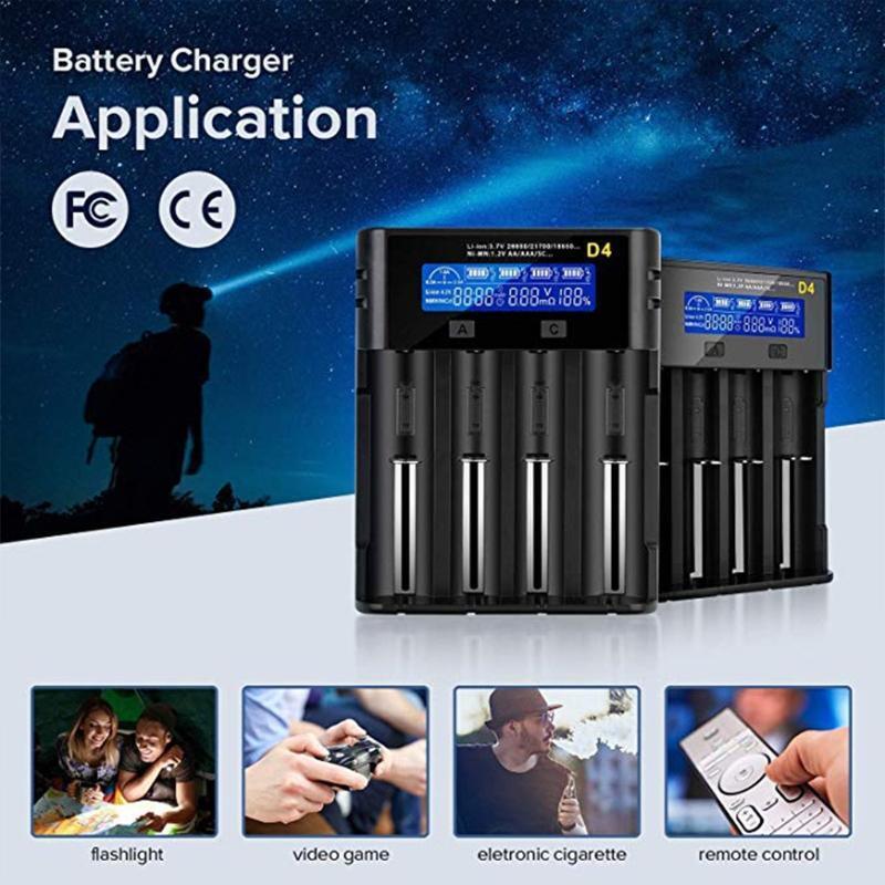 Smart Universal Charger LCD Display for Rechargeable Batteries18650/20700/21700