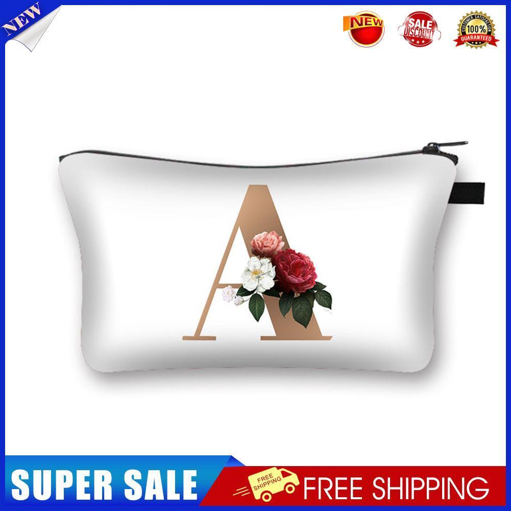 Flower letters Printed Hand Hold Travel Storage Cosmetic Bag Toiletry Bag