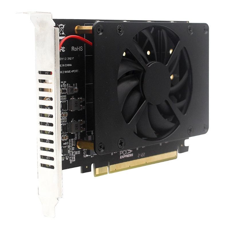 PCI-E Split Card PCI-E 4.0 X16 to NVME M.2 M Key 4 SSDs RAID Array Adapter Card