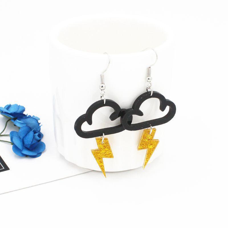 Acrylic Rainbow Cloud Colorful Lightnings Dangle Earrings Fashion Jewelry