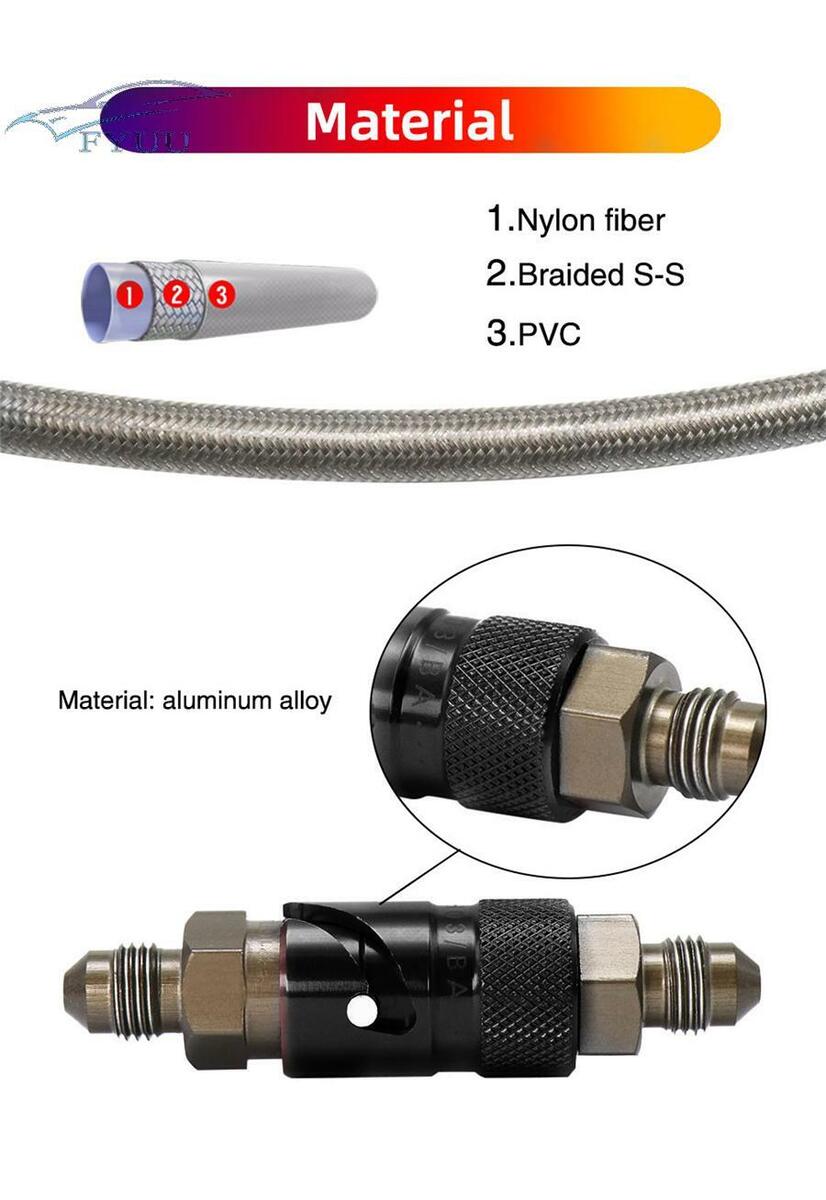 CNC Aluminum AN3 Brake Line Fluid Connect Fitting Brake Tubing Brake Hose Kit