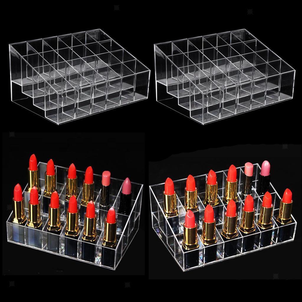 2 Pieces Clear Acrylic 24 Slot  Bottles Display Holder Organizer