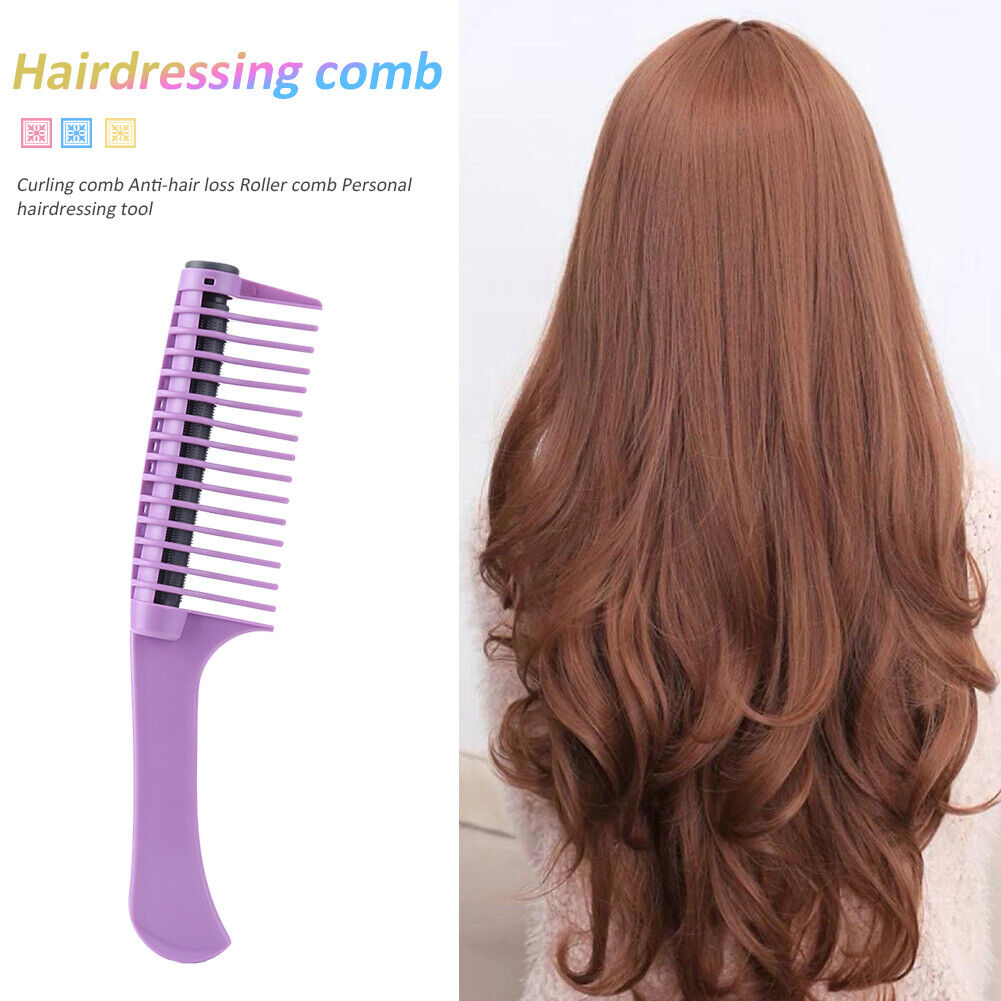 Anti Static Wide Tooth Hair Comb Reduce Hair Loss Curling Brush (Purple)