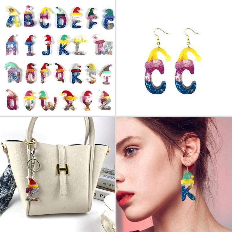 Earrings Silicone Mold Hat Letters Pendant Keychain Mould for Home Decoration