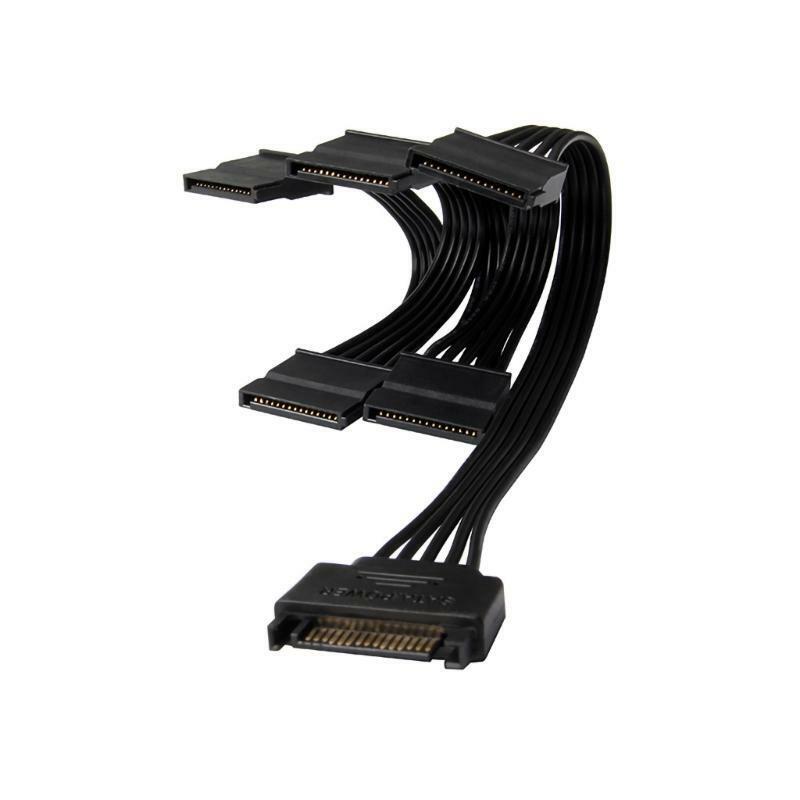15 Pin Sata Power Splitter Adapter Cable 1 Male Sata to 5 Female Hard Disk Cord