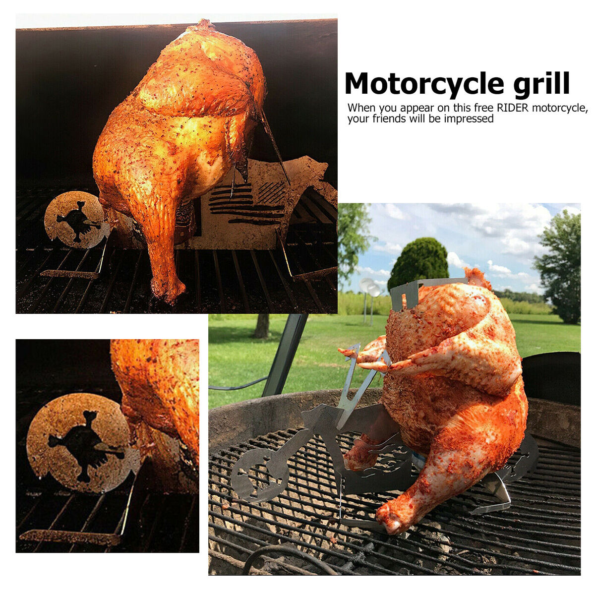 Chicken Stand Portable Beer Motorcycle Stainless Steel BBQ Oven Grill Rack