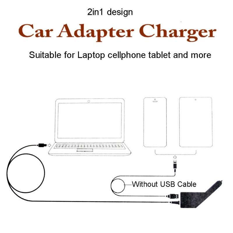 Auto DC Car Charger Adapter 5.5x2.5mm Power Supply 3.42A USB for Laptop