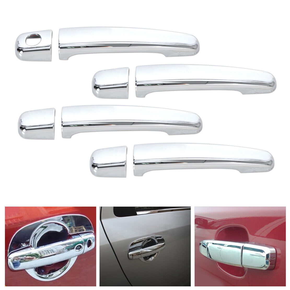 Triple Chrome Car vehicle Door Handle Covers Trim Cap forPeugeot 307 Citroen Li
