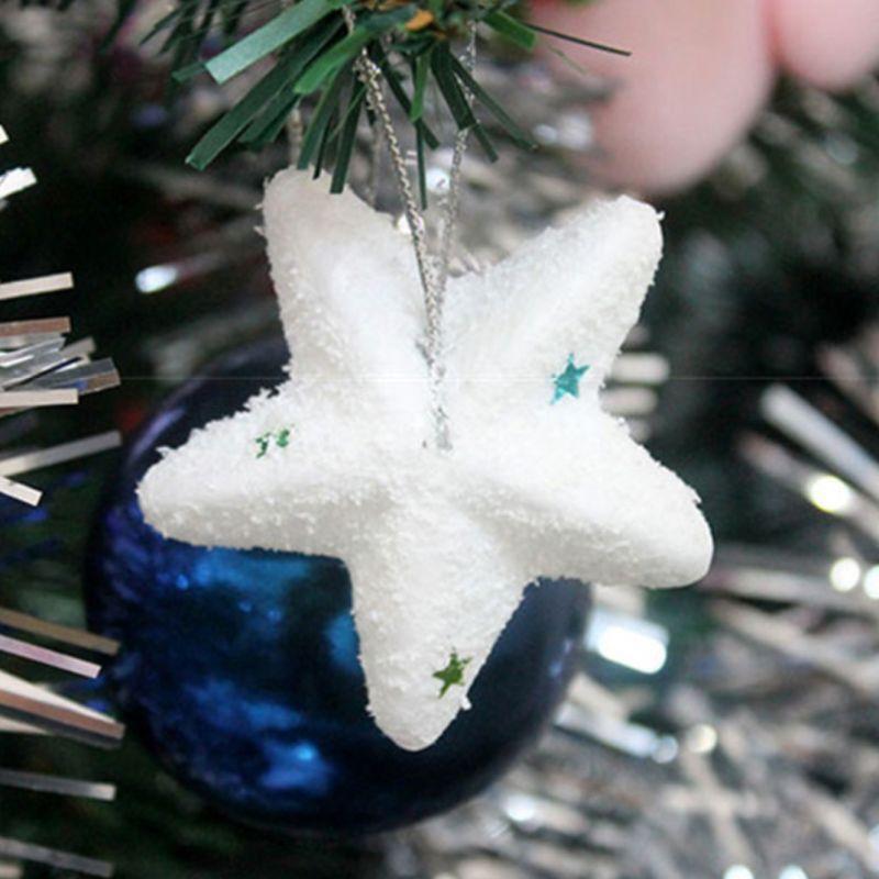 6 PCS White Five-Pointed Star Ornament Christmas Topper Tree Star Mini Tree Star