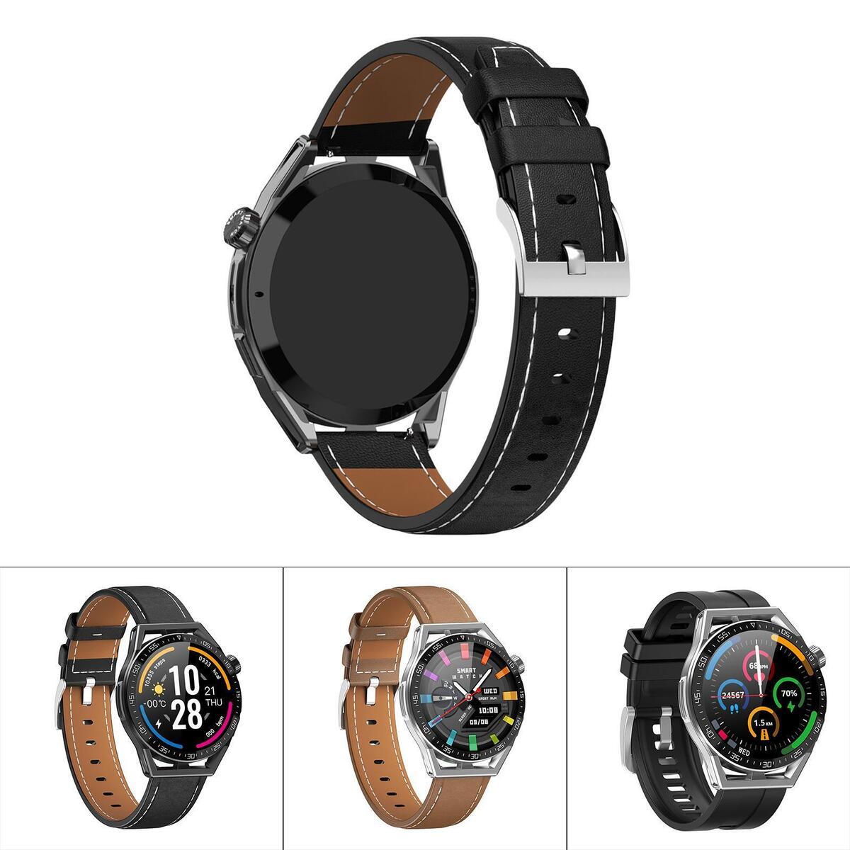 Watch with Slot Waterproof Sleep Tracking Black PU Strap