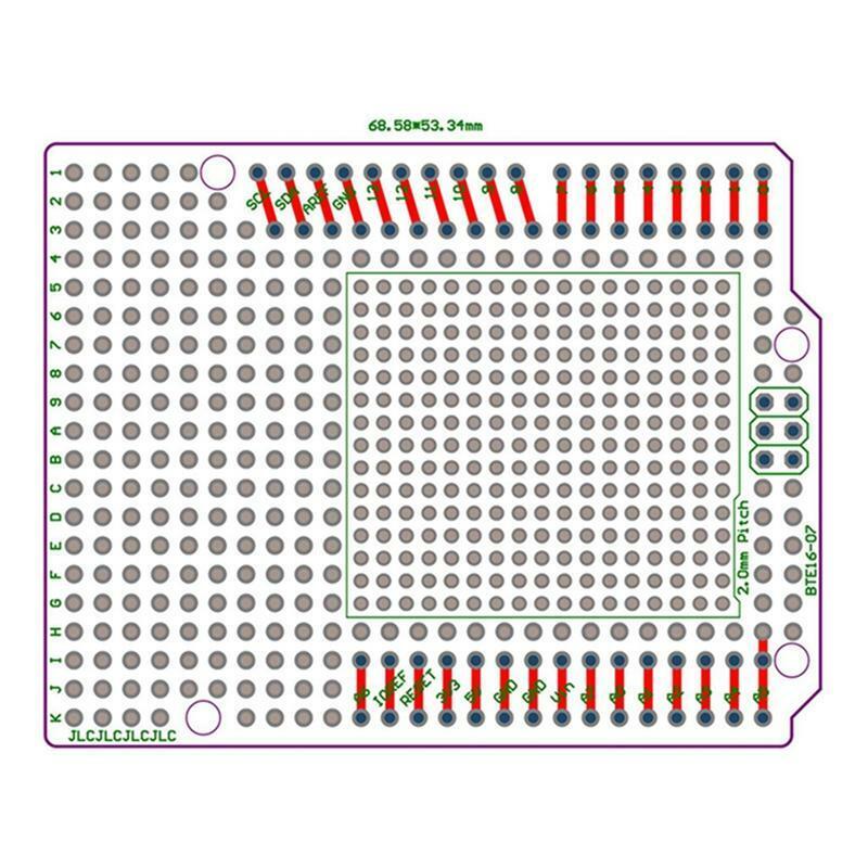 Prototype PCB for R3 Shield Board DIY, Combo 2mm + 2.54mm Pitch