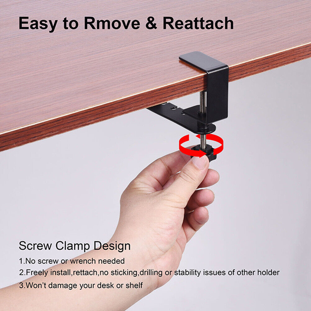 Metal Gaming Headset Hanger 360 Rotatable Desktop Headphone Hook Bracket