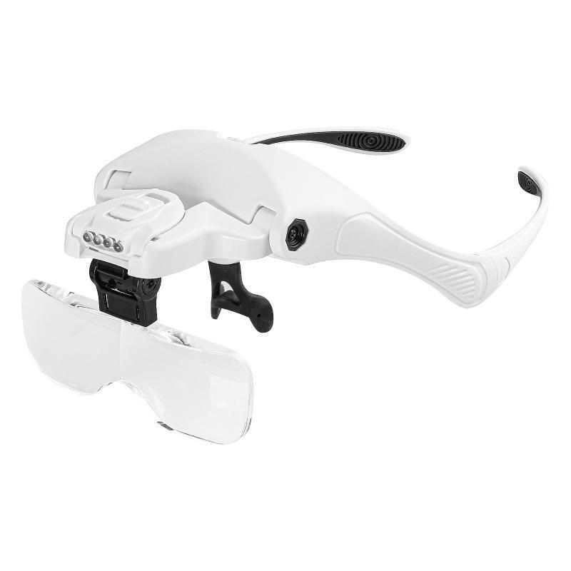 LED Head Magnifier Hands Free Headband Magnifying Glasses with 4 Led Jeweler's