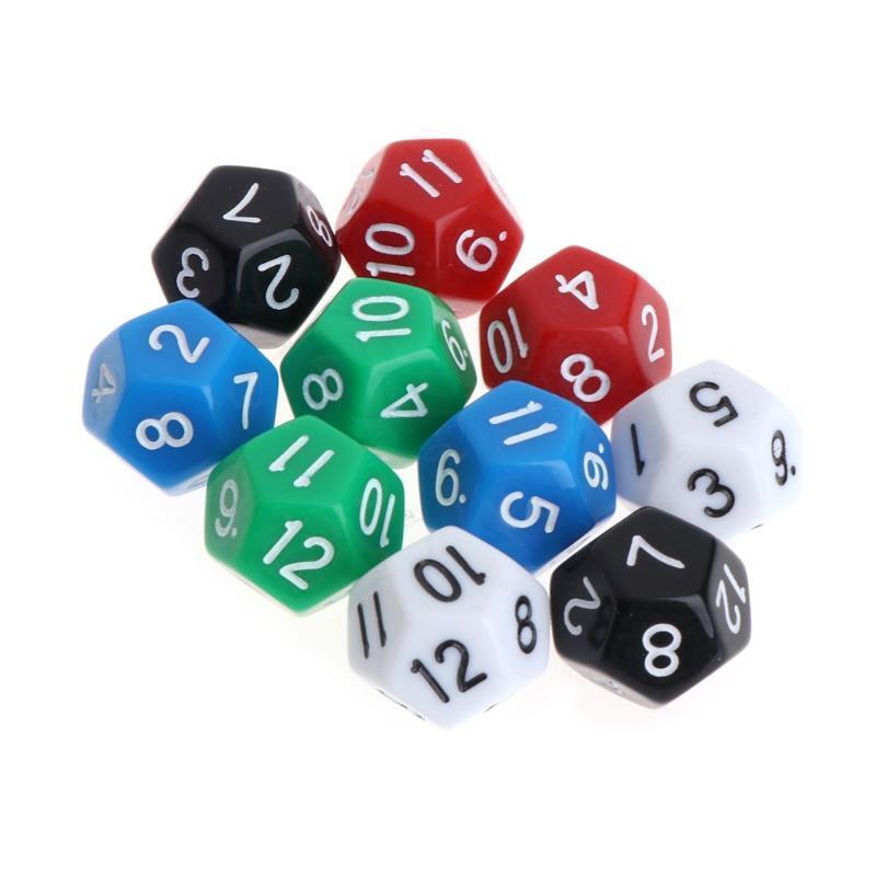 10pcs 12 Sided Acrylic Number Dice Family Party Bar Night Club Board Game