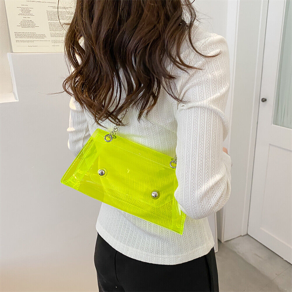 Candy Color Crossbody Bag Shoulder Women Chain PVC Jelly Purses (Yellow)