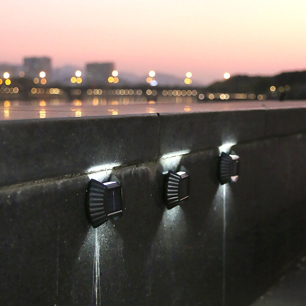 4pcs Solar Wall Lamp Outdoor Waterproof Balcony Fence Lights (White 2LED)