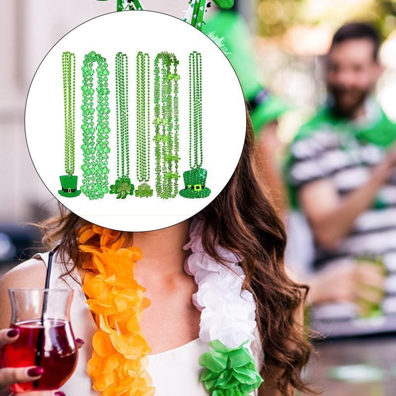 Saint Patrick's Day Irish Festival Bead Chain Set of 18 Necklace Shamrock Hat