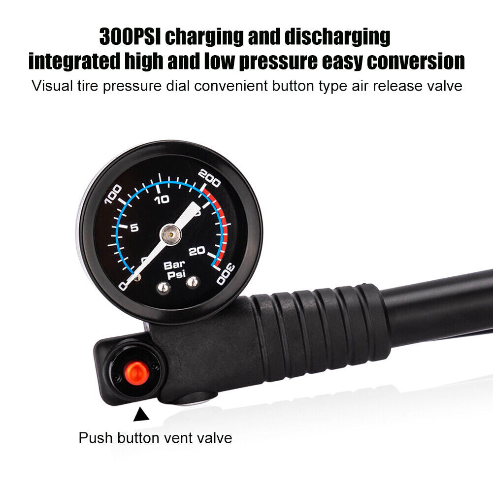 ZTTO Portable MTB Bike Air Pump with Gauge 300PSI Inflator for Front Fork