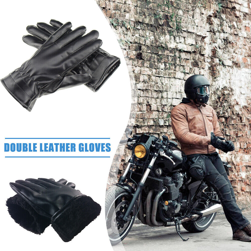 1 Pair Leather Winter Motorcycle Gloves Touch Screen Waterproof Men Gloves