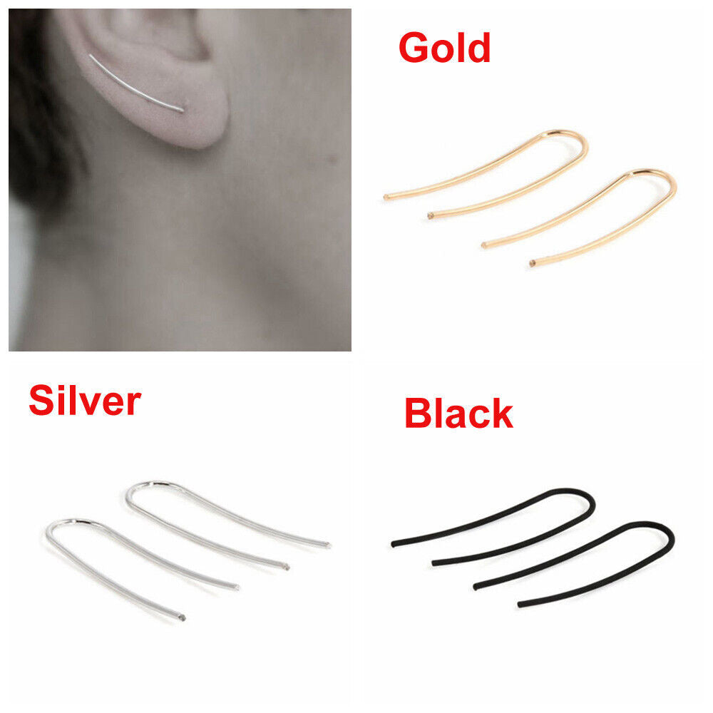 Minimalist Party Club Women Copper Line Simple U Earrings Geometry Ear Stud