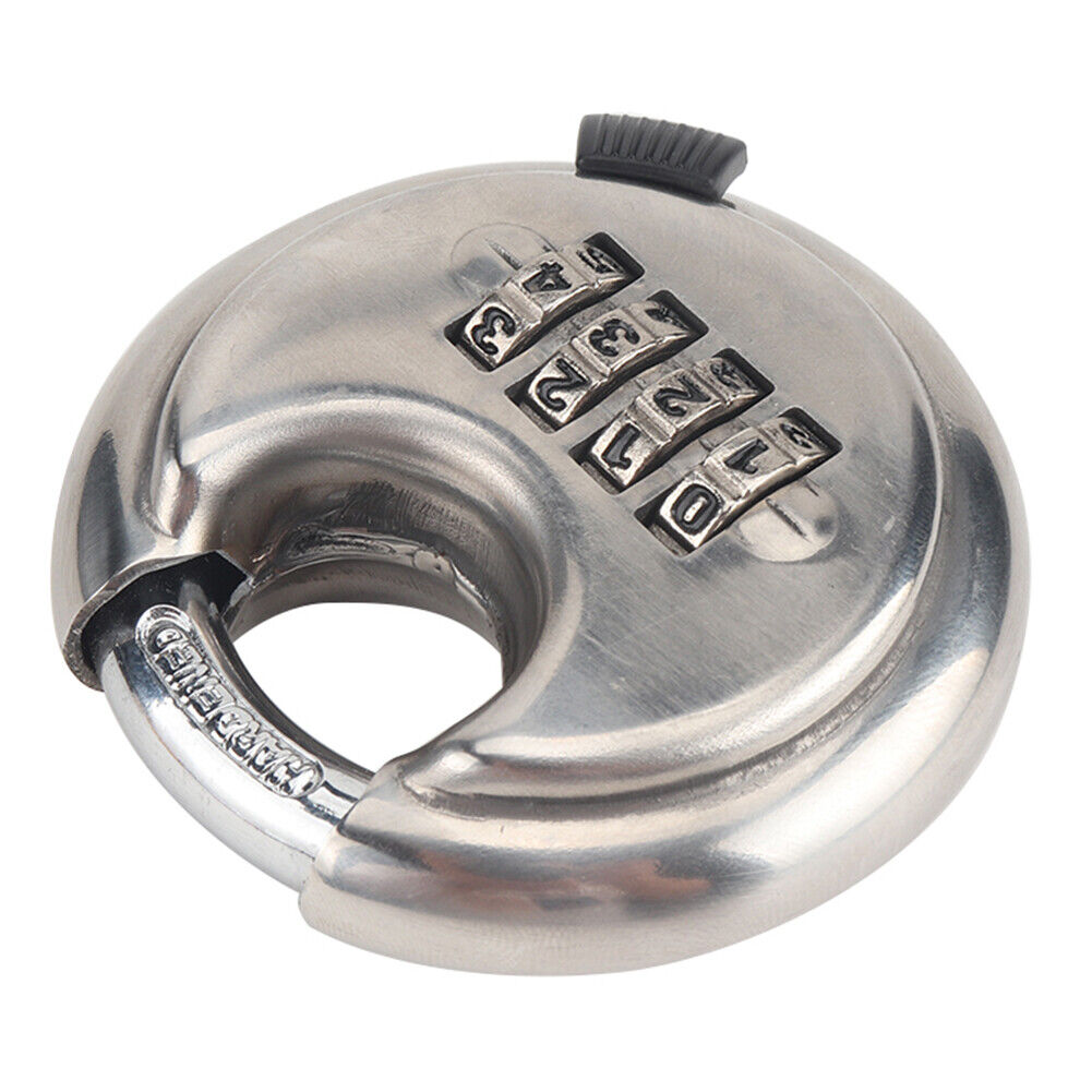4 Digit Combination Discus Lock Keyless Stainless Steel Disc Padlock 70mm