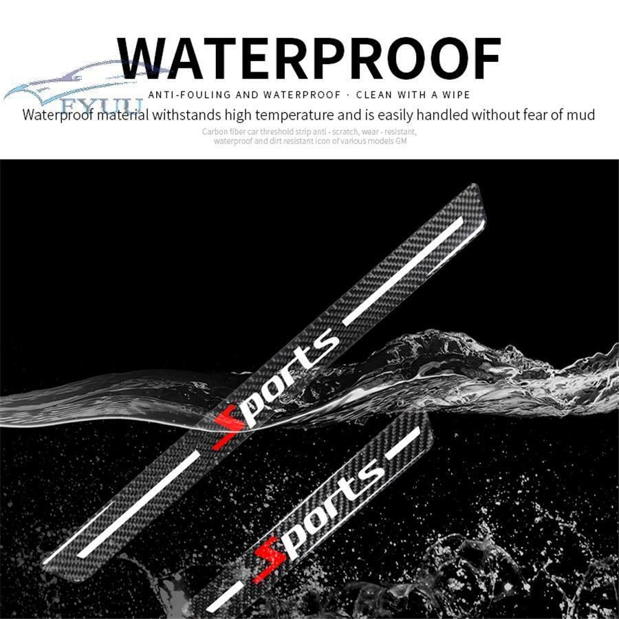 4x Real Carbon Fiber Car Universal Door Scuff Sill Panel Step Cover Sport Style
