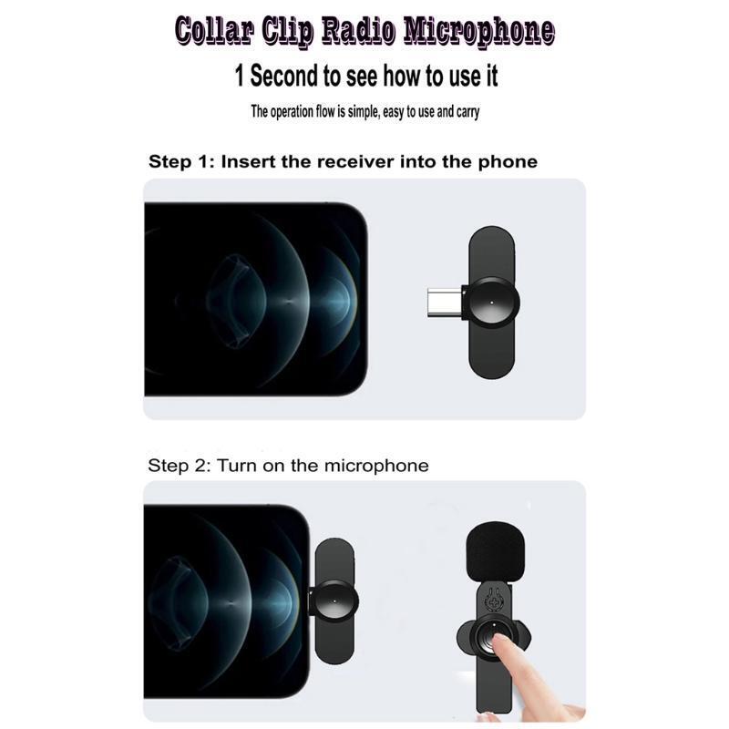 Universal Type-C Port Lavalier Receiver Microphones Clear Sound High Sensitivity