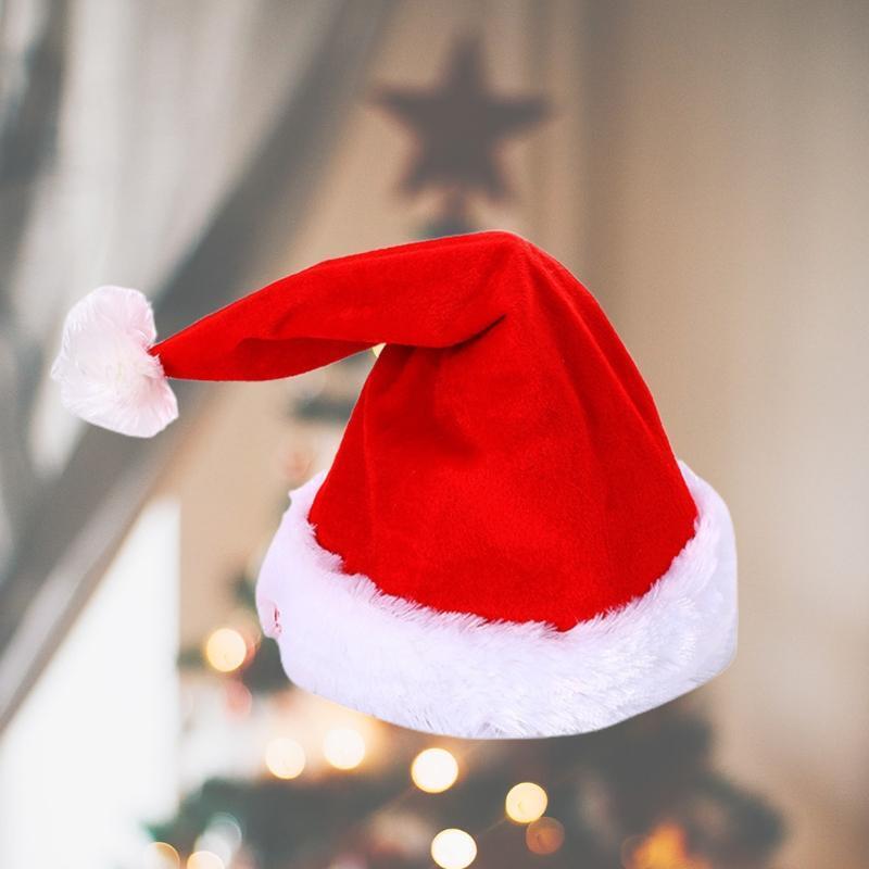 Christmas Hat Singing Dancing Plush Santa Cap Holiday Props Xmas Party Decor