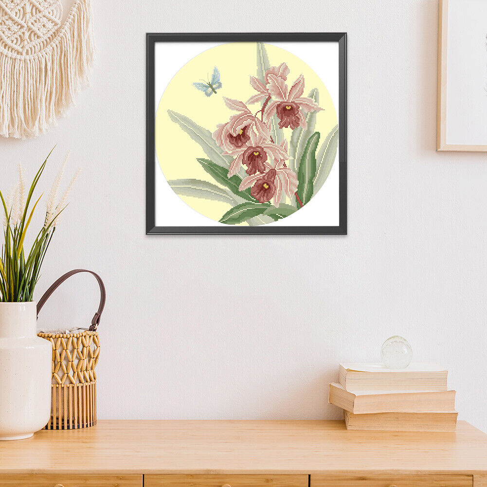 Cross Stitch 11CT Stamp Orchid Embroidery Kits DIY Handicrafts (1020)