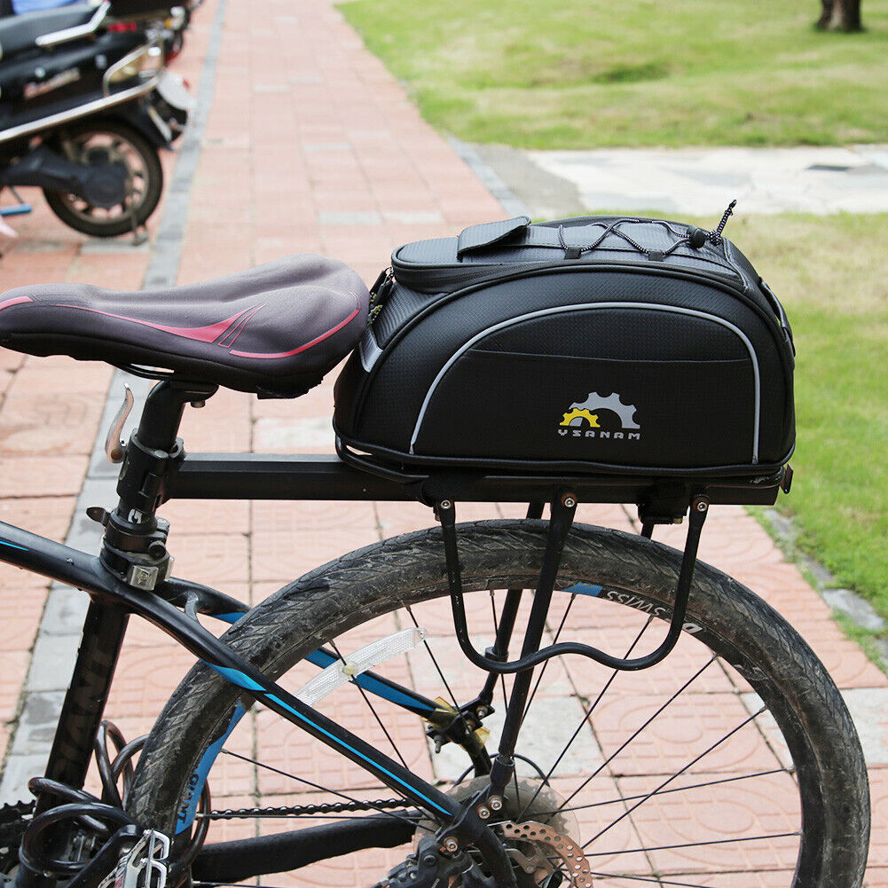 Carbon Fiber Large Waterproof MTB Bicycle Reflective Rear Rack Pannier Bags