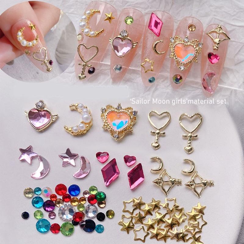Flatback Nail Studs Nail Art Charms And Rhinestones Moon Star Heart Nail Charms