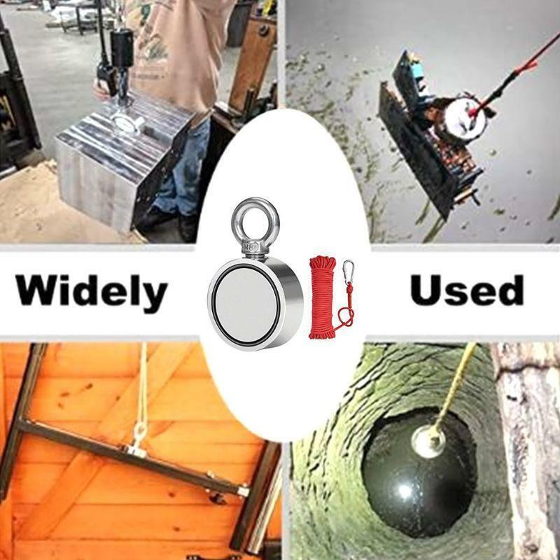 120Kg Dual Sides Magnet Strong Neodymium Permanent Fishing Magnets + 20m Rope