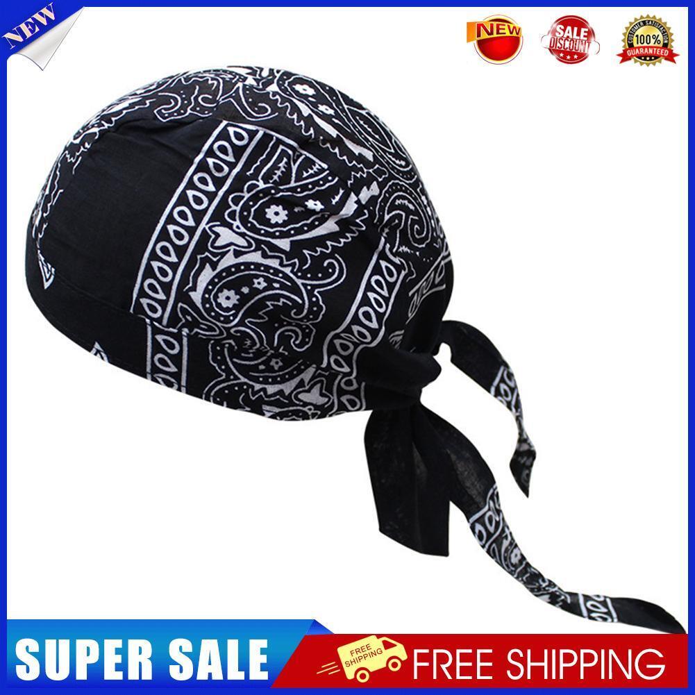 Cotton Cycling Beanie Cap Summer Running Outdoor Sports Pirate Hat (Black)