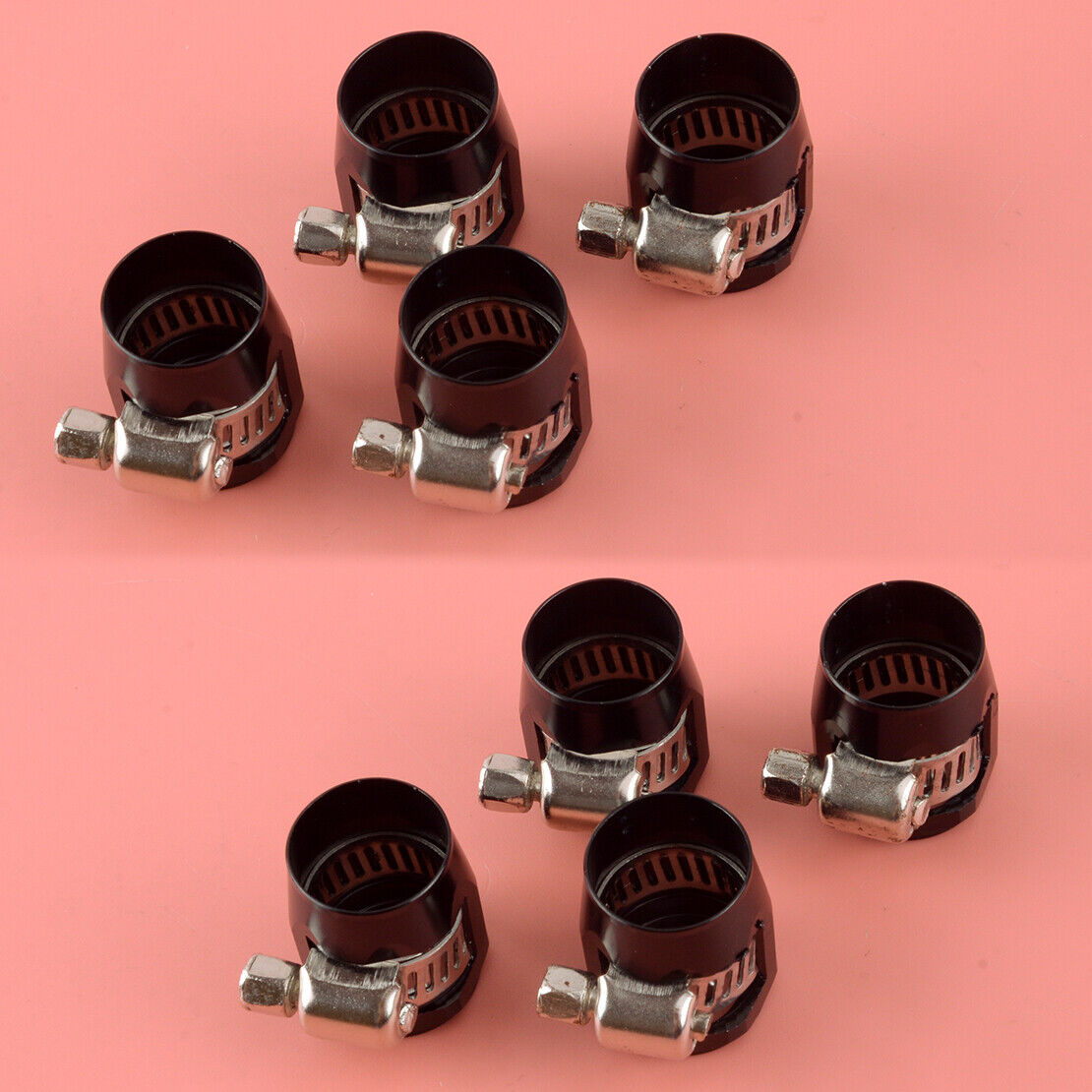 8pcs Black AN6 Hex Hose Finisher Clamp Flare Fitting End Cover Adapter Connector