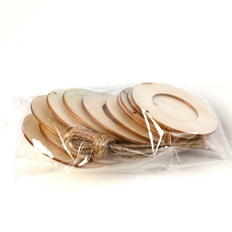 10pcs/set Wooden Mini Round Photo Frame Hanging Crafts DIY Handmade With Ropes